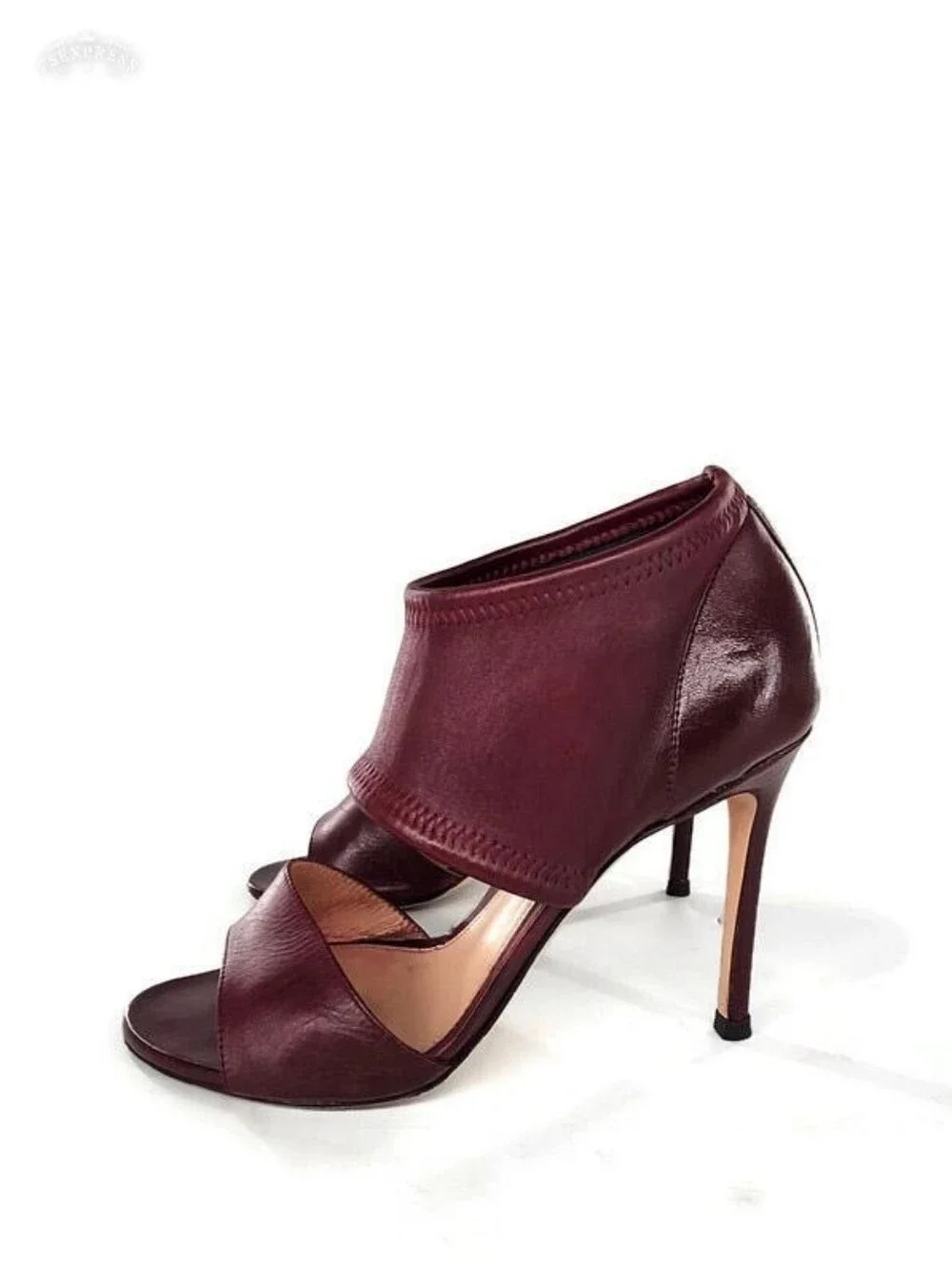 Gianvito Rossi Milano Burgundy Leather Ankle Cuff Open-Toe High Heel Sandals